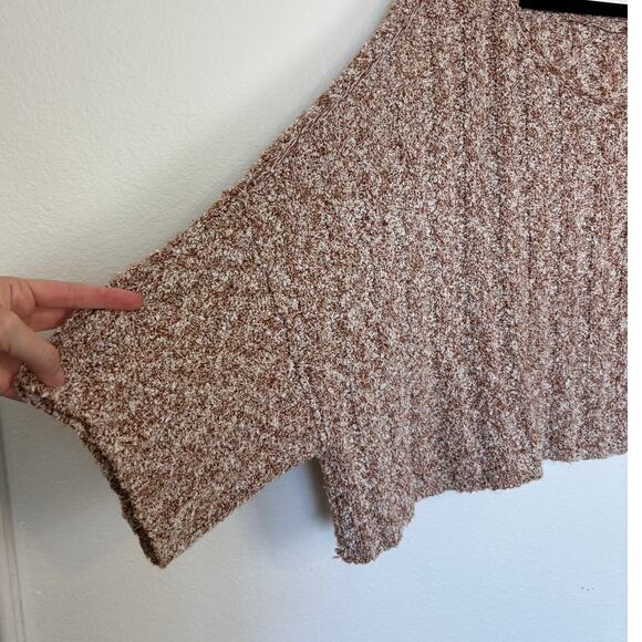 Free People Good Day Cropped Knit Oversized Wide Sleeve Speckled Sweater Small - Picture 5 of 5